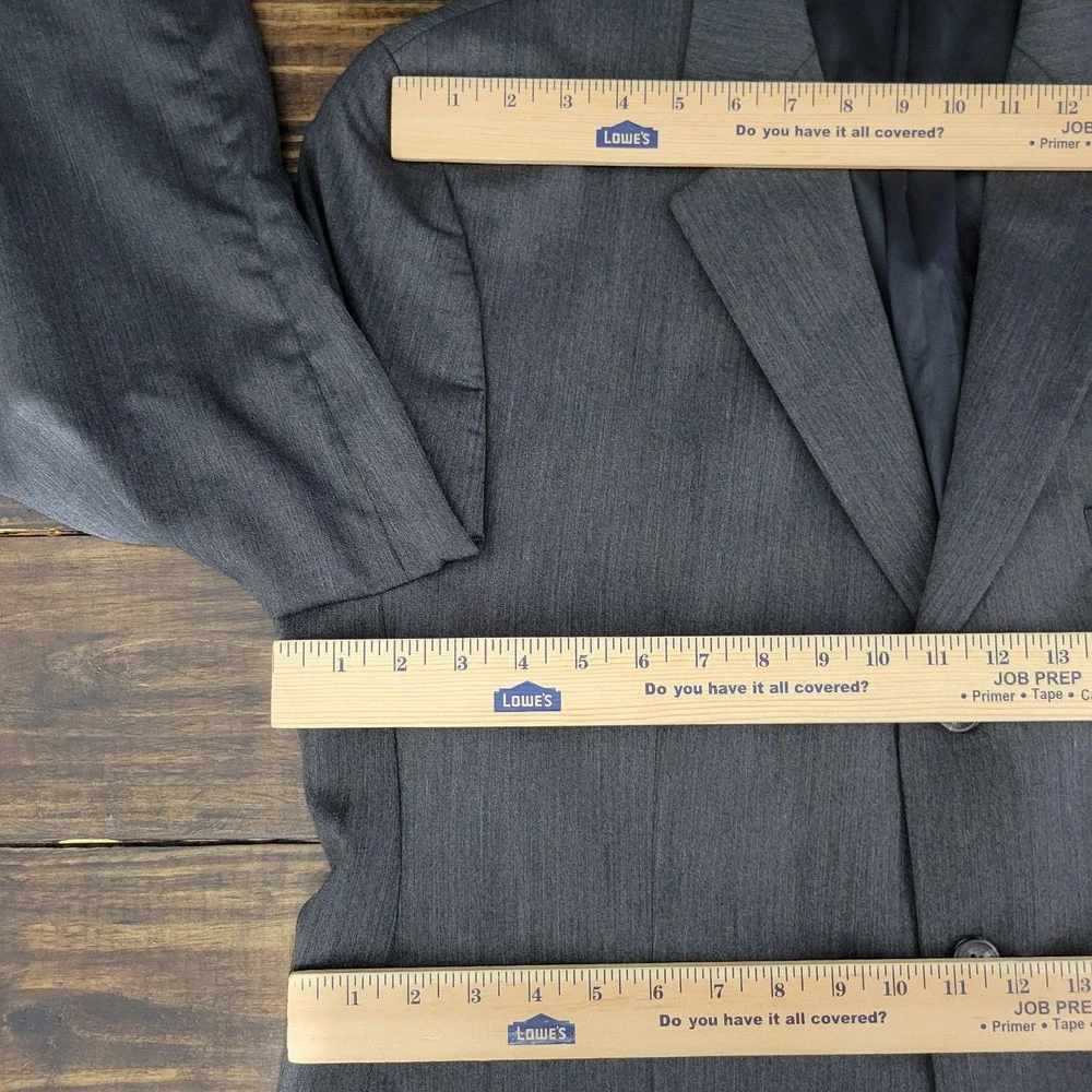 Ralph‎ Lauren Men's Sport Coat Blazer Three Button Gray Herringbone Wool 44R